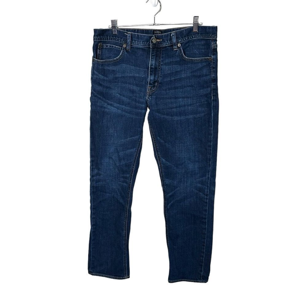 J.Crew Factory The Sutton Mens Blue Dark Wash Straight Leg Denim Jeans 33-30